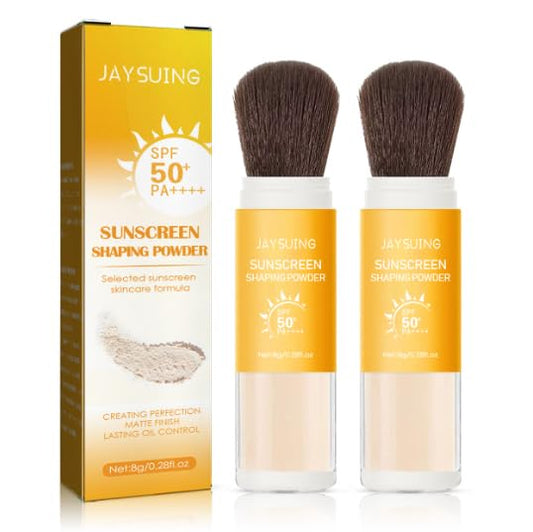 Mineral Powder Sunscreen, Powder Sunscreen for Face,Mineral SPF 50 PA+++ Sunscreen Powder,Long-Lasting Lightweight Breathable Sunscreen Power Brush