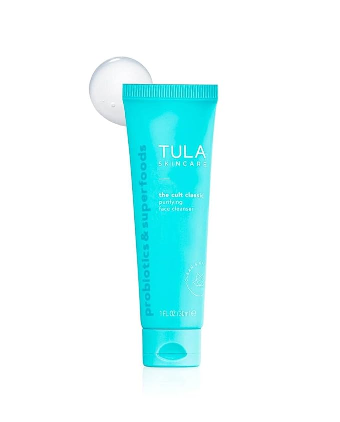 TULA Skin Care The Cult Classic Purifying Face Cleanser - Travel-Size, Gentle and Effective Face Wash, Makeup Remover, Nourishing and Hydrating, 1 oz.