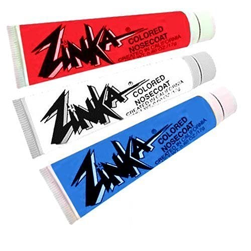 Zinka Colored Sunblock Zinc Waterproof Nosecoat 3 Pack Bundle - Red White Blue