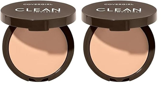 Covergirl Clean Invisible Pressed Powder, Lightweight, Breathable, Vegan of 2) 0.38oz