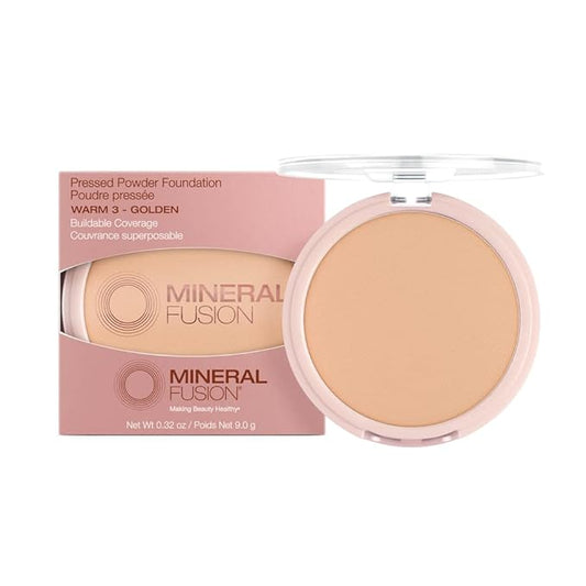 Mineral Fusion Pressed Powder Foundation, Warm 3 - Hypoallergenic, Cruelty-Free, 0.32 Oz