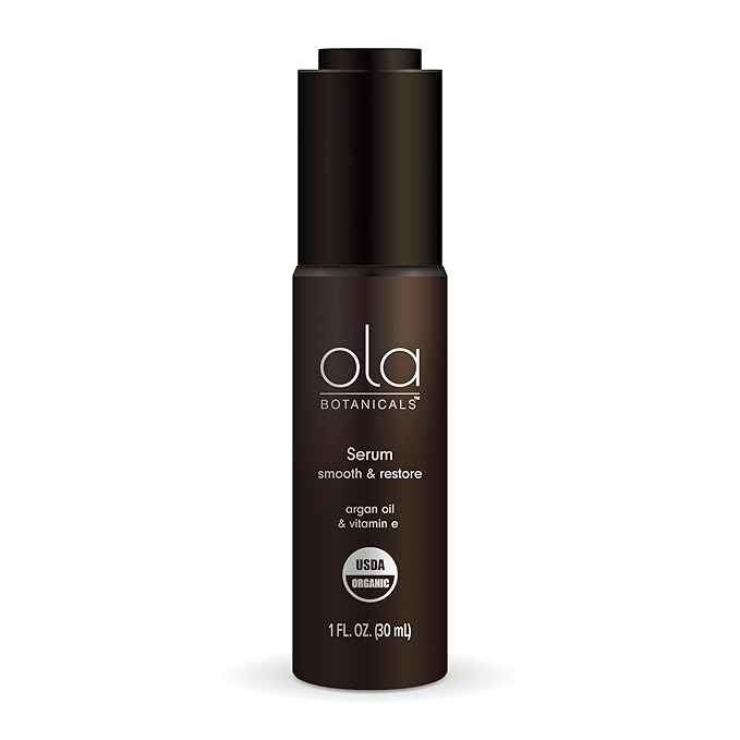 Ola Botanicals Organic Serum, 1 Fl. Oz. (30 mL), Smooth and Restore, Argan Oil and Vitamin E, Certified USDA Organic, Cruelty Free, Non-GMO, Dr. Mercola