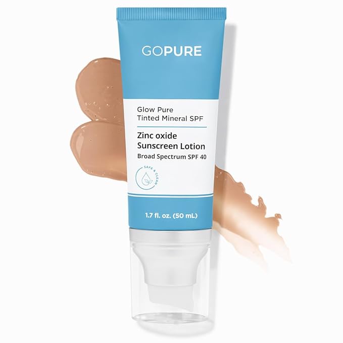 goPure Glow Pure Tinted Mineral SPF 40 PA +++ | Dermatologist-tested Face Sunscreen | Tinted Moisturizer with SPF | Protected Glowing Skin | No artificial fragrance, Reef-Friendly & Natural Sunscreen