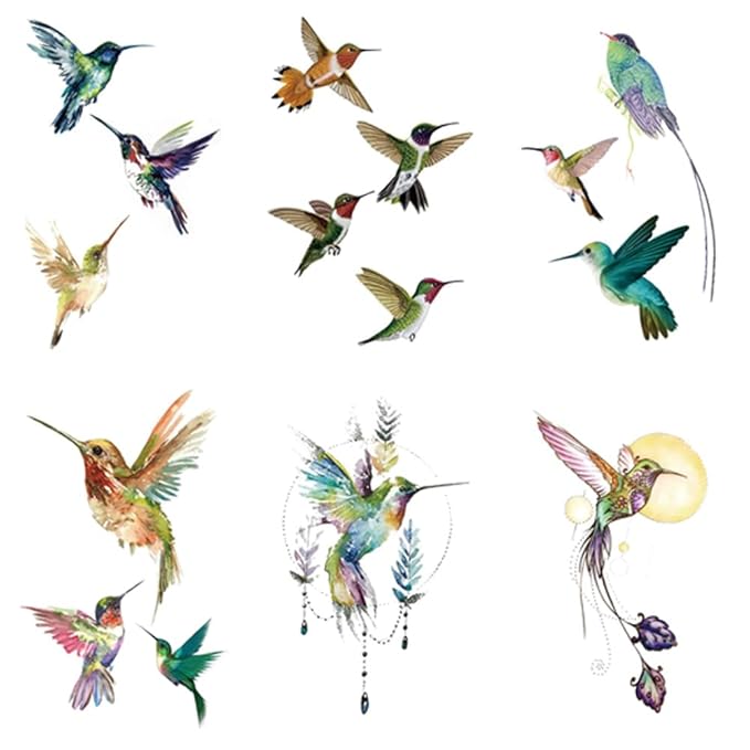 Weetuu 24 sheets hummingbird temporary