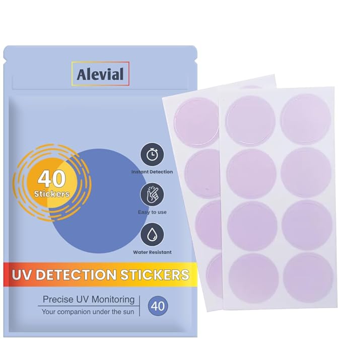 UV Detection Stickers for Sunscreen Reapply Reminder, Suitable for Kids & Adults, 40 Sticker Patches, Sun Cream Detection New