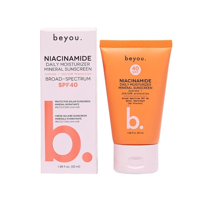 Beyou. Niacinamide Daily Moisturizer Mineral Face Sunscreen + SPF 40, 1.69 fl oz, Tinted, Plant-Based, Cruelty-Free, All Skin Types