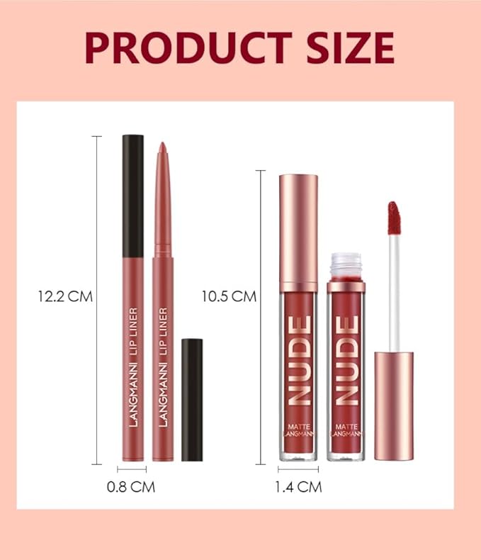 LANGMANNI 6 Matte Lipstick with ipliners Durable Makeup Lipstick 6 L