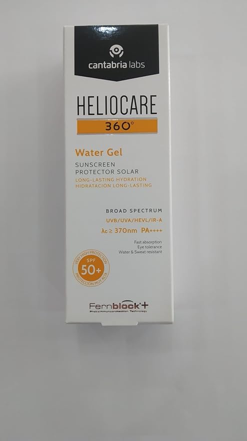 Helioicare Water Gel Sunscreen Long-Lasting Moisturizing Sunscreen Gel - Skin Product - Skin Protector - All Skin Types - Long -Term Protection - with vitamins C and E - Effective against infrared rays- SPF 50+ 1.69 fl oz