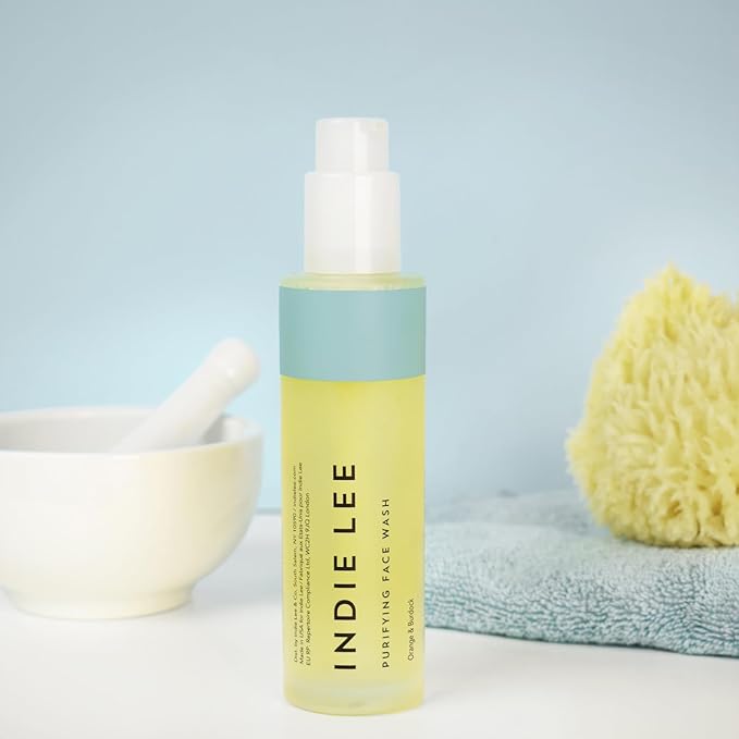 Indie Lee Purifying Face Wash - Hydrating Facial Cleanser + Makeup Remover - With Orange, Lavender, Burdock + Jasmine - Foam Face Wash for All Skin Types (125ml)