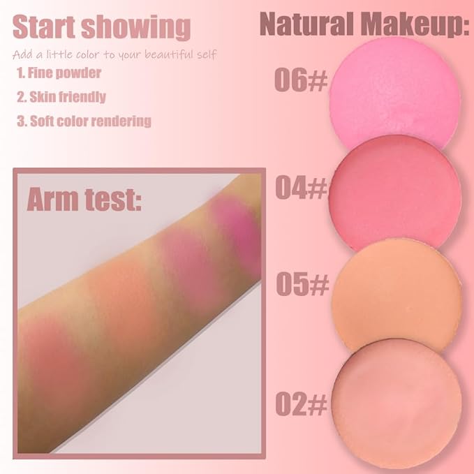 Silky Matte Blush,Blush Powder for Cheeks,Long-Lasting, Natural Look,