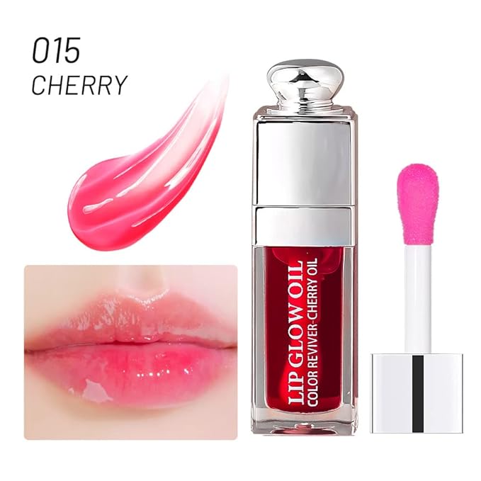 Hydrating Lip Glow Oil, Lip Oil Gloss Transparent Lip 2 OZ