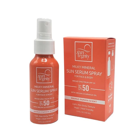 Milky Mineral Sun Serum Spray for Face & Body - Broad Spectrum SPF 50, 3.4oz