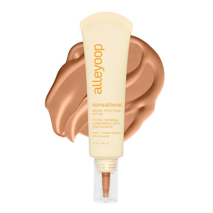 Alleyoop Sunsational Tinted Moisturizer Sunscreen for Face Broad Spectrum SPF 50, 100% Mineral Sunscreen with Niacinamide & Jojoba, Protects Hydrates and Soothes Skin, Vegan, Cruelty-Free - Sunset