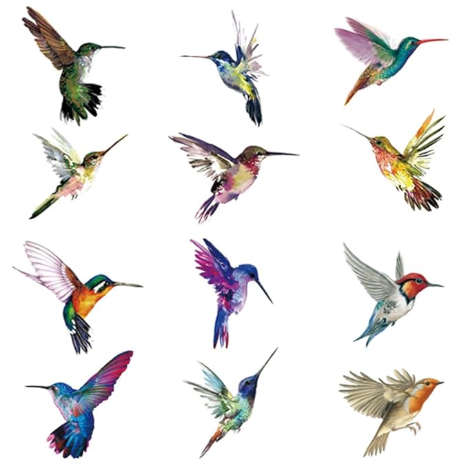 Weetuu 24 sheets hummingbird temporary