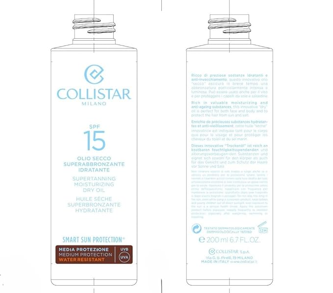 Collistar Speciale Abbronzatura Perfetta Olio Secco Superabbronzante Idratante 6.8oz (200ml) SPF15