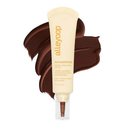 Alleyoop Sunsational Tinted Moisturizer Sunscreen for Face Broad Spectrum SPF 50, 100% Mineral Sunscreen with Niacinamide & Jojoba, Protects Hydrates and Soothes Skin, Vegan, Cruelty-Free - Twilight