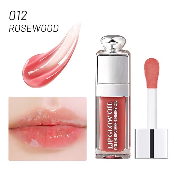 Hydrating Lip Glow Oil, Lip Oil Gloss Transparent Lip 2 OZ