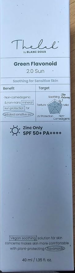 The Lab Mineral 100% Zinc SPF 50 Sunscreen Face & Body Hydrating Moisturizing Reef Friendly Korean Beauty - Green Flavonoid 2.0 Sun By Blanc Doux