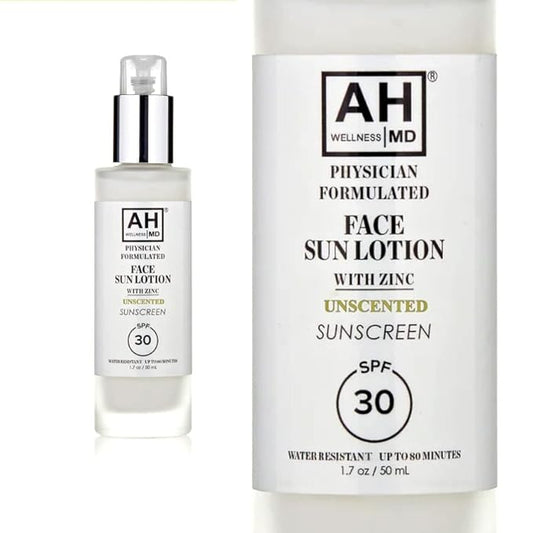 AHWellnessMD Facial Sunscreen SPF 30 Anti Aging Face Moisturizer For Women, Broad Spectrum Physical Sunscreen with Zinc Oxide, Tinted Face Sunscreen, Non-Greasy, Unscented, 1.7oz