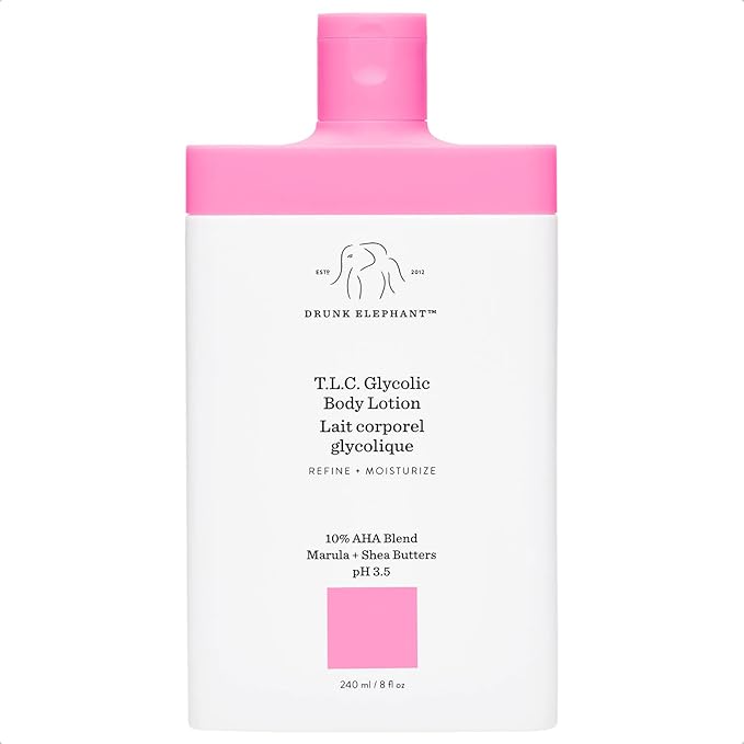 Drunk Elephant T.L.C. Glycolic Body Lotion with Marula and Shea Butters. Refining and Moisturizing for Healthy Skin (240 mL / 8 Fl Oz)