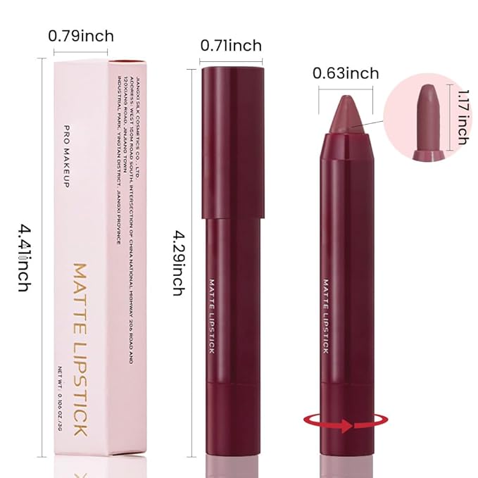 BINGBRUSH Crayon Matte Longwear Lipstick Pack Set,Moisture Sm