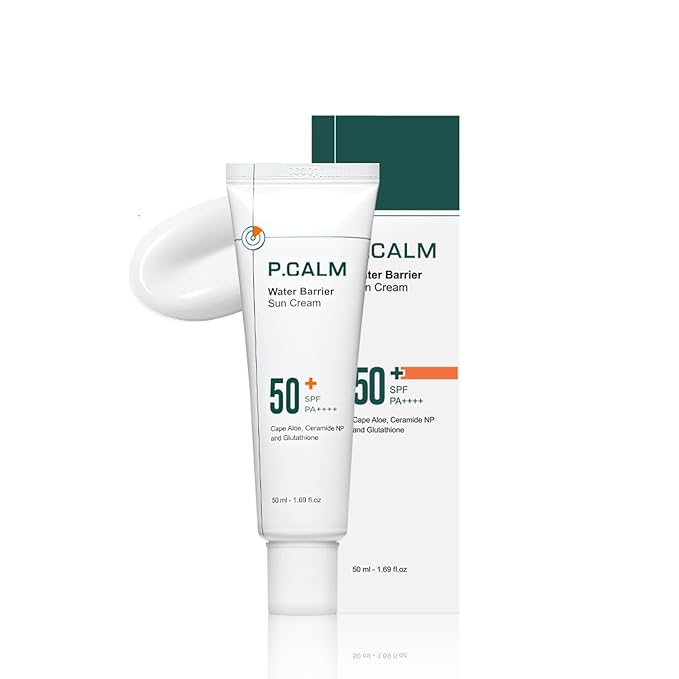 P.CALM Water Barrier Moisturizing Sun Cream Matte-Finish No White Cast SPF 50+ PA++++ Vegan Calming Moisture Daily Sunscreen for Dry Oily Sensitive Skin Korean Skincare