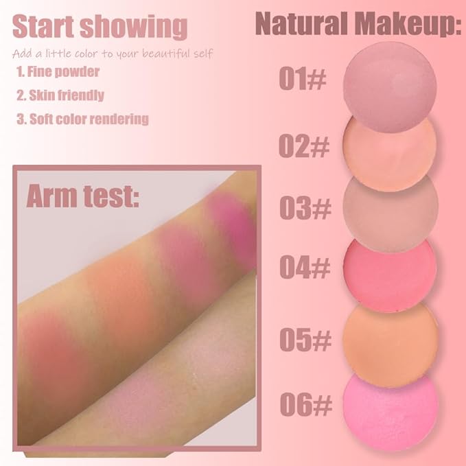 Silky Matte Blush,Blush Powder for Cheeks,Long-Lasting, Natural Look,