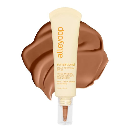 Alleyoop Sunsational Tinted Moisturizer Sunscreen for Face Broad Spectrum SPF 50, 100% Mineral Sunscreen with Niacinamide & Jojoba, Protects Hydrates and Soothes Skin, Vegan, Cruelty-Free - Horizon