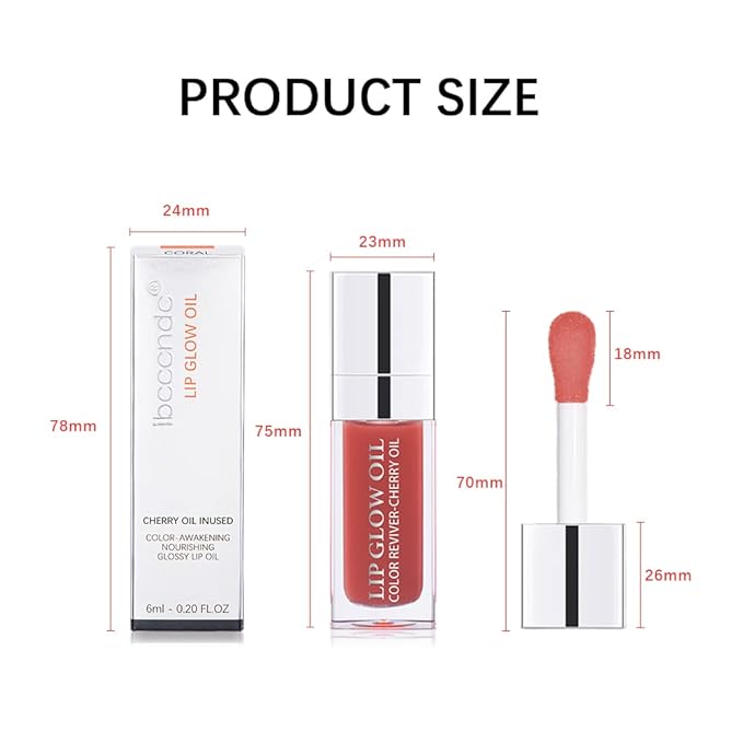 Hydrating Lip Glow Oil, Plumping Lip Gloss, Moisturizing Lip