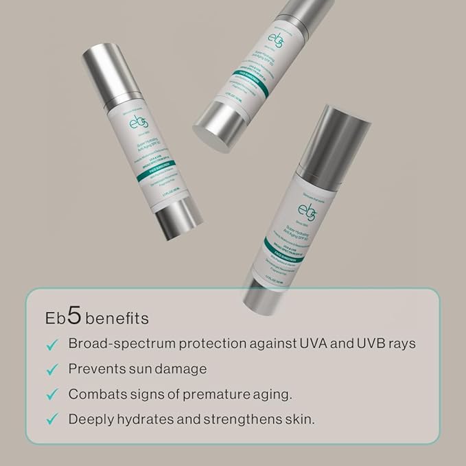 eb5 Super Hydrating Anti-Aging Face Sunscreen SPF 50 | AM Facial Moisturizing Broad Spectrum Sunscreen formulated with Zinc Oxide, Hyaluronic Acid & Multi-Peptides, Vitamin E, C & A - 1.7 FL.Oz