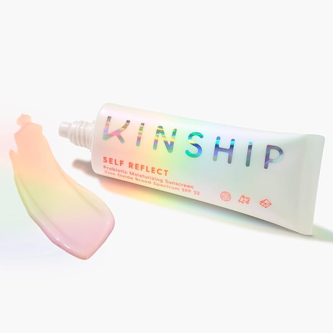 Kinship Self Reflect Probiotic Moisturizing Sunscreen SPF 32 - For Face - Lightweight 100% Mineral SPF for Sensitive Skin - Sheer Zinc Oxide Sunblock - Clean & Reef Safe - Vegan