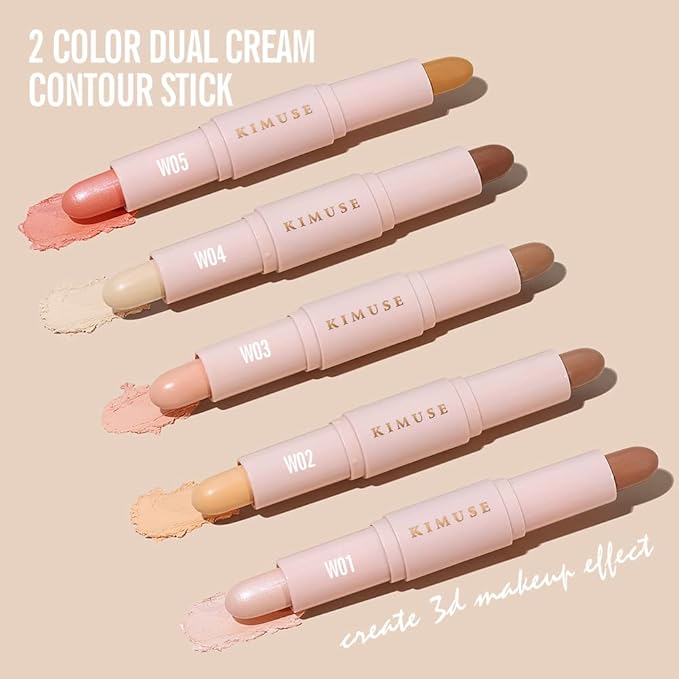 KIMUSE 2 Color Dual Cream Contour Stick, Highlight Face Makeup