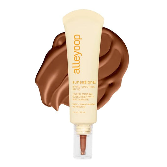 Alleyoop Sunsational Tinted Moisturizer Sunscreen for Face Broad Spectrum SPF 50, 100% Mineral Sunscreen with Niacinamide & Jojoba, Protects Hydrates and Soothes Skin, Vegan, Cruelty-Free - Star