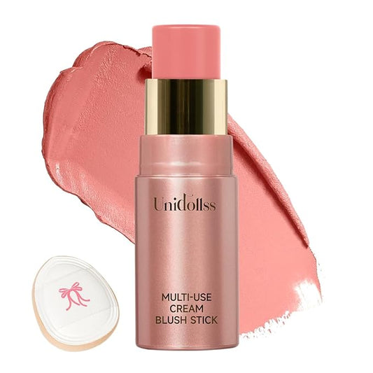 Multi-Use Makeup Cream Blush Stick, Unidollss 3-in-1 Buildable (01 WHISPER)