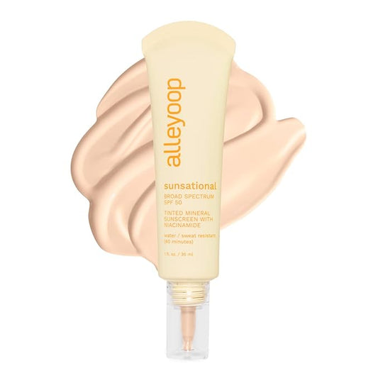 Alleyoop Sunsational Tinted Moisturizer Sunscreen for Face Broad Spectrum SPF 50, 100% Mineral Sunscreen with Jojoba, Protects Hydrates and Soothes Skin, Vegan, Cruelty-Free - Dawn