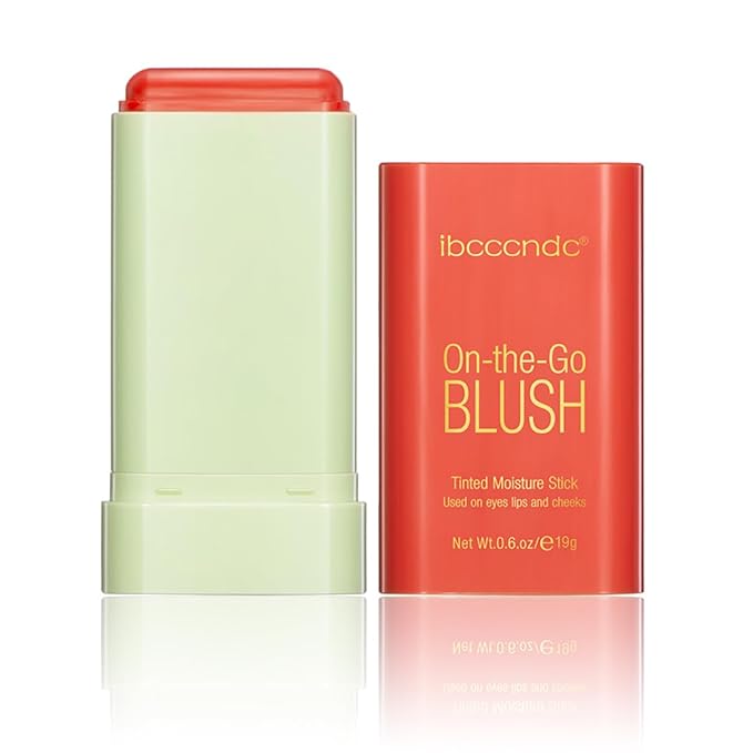 Multi-Use Makeup Blush Stick, Tinted Solid Moisturizer On-the-Go Coral Orange)