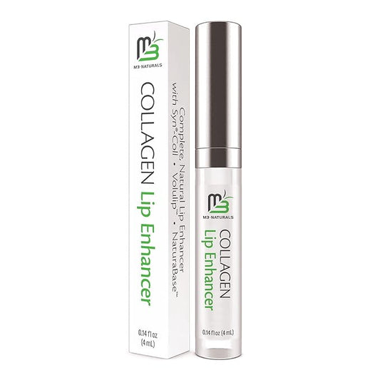 Collagen Lip Plumper Clinically Proven Natural Lip Enhancer for Fuller Softer Lips Increased Elasticity Reduce Fine Lines Hydrating Plump Gloss Lipstick Primer by M3 Naturals