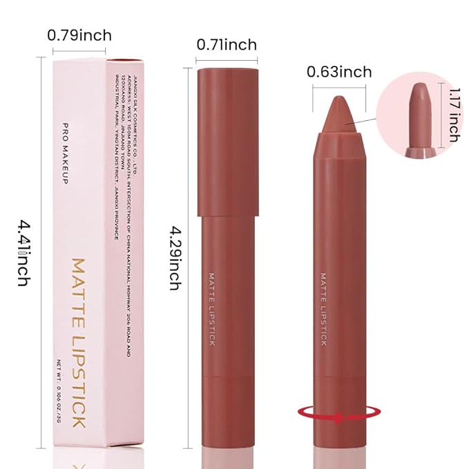 BINGBRUSH Crayon Matte Longwear Lipstick Pack Set,Moisture Sm