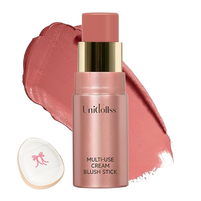 Multi-Use Makeup Cream Blush Stick, Unidollss 3-in-1 Buildable (02 INFATUATION)