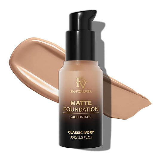 FV Full Coverage Liquid Foundation, Lightweight & Concealing, Ivory Matte)