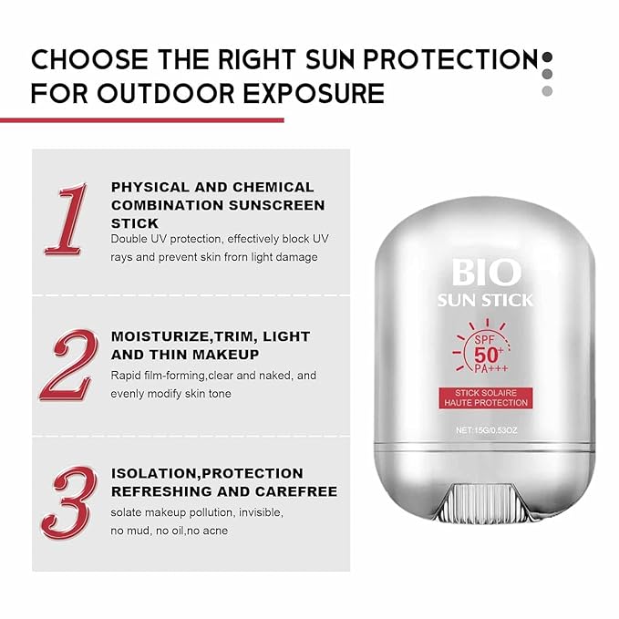 Bio Sun Stick Pro, Bio Sun Stick Spf50, Peptide 9 Bio Sun Stick Spf50, Portable UV Protection Sunscreen Stick, with Peptide Complex, Beach Defense Water-Resistant SPF 50+ (1 PCS)