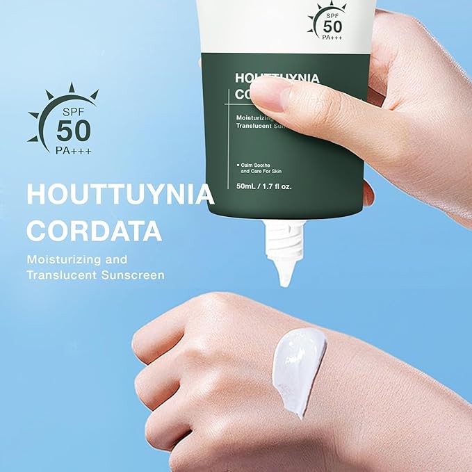 2pcs Heartleaf Silky Moisture Sunscreen, Moisture Daily Sunscreen, Silky Moisturizing Sunscreen, Hydrating Moisturizing Essence Korean SPF 50+ PA++++ Facial Moisturizer Sunscreen