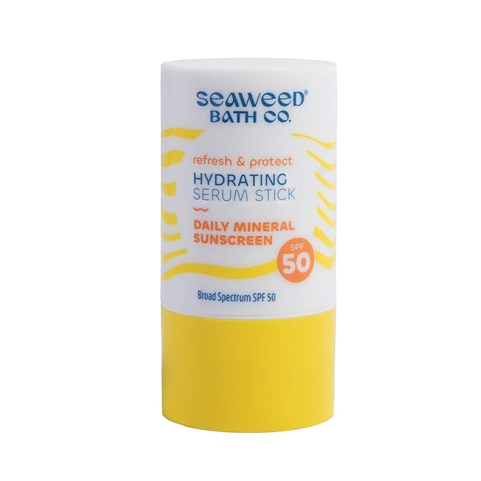 Seaweed Bath Co. Refresh & Protect Hydrating Serum Stick SPF 50 Zinc Oxide Face Sunscreen, 0.8 Oz., Lightweight Facial Sunblock for Women & Men