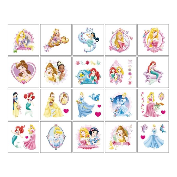 20 sheets princess temporary tattoos