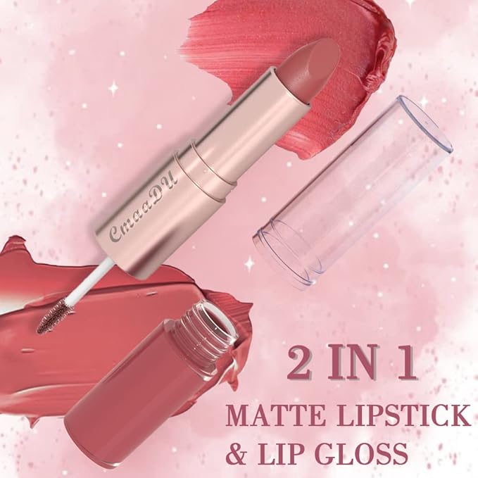 evpct 2 In 1 Wine Red Mauve Nude Lipstick