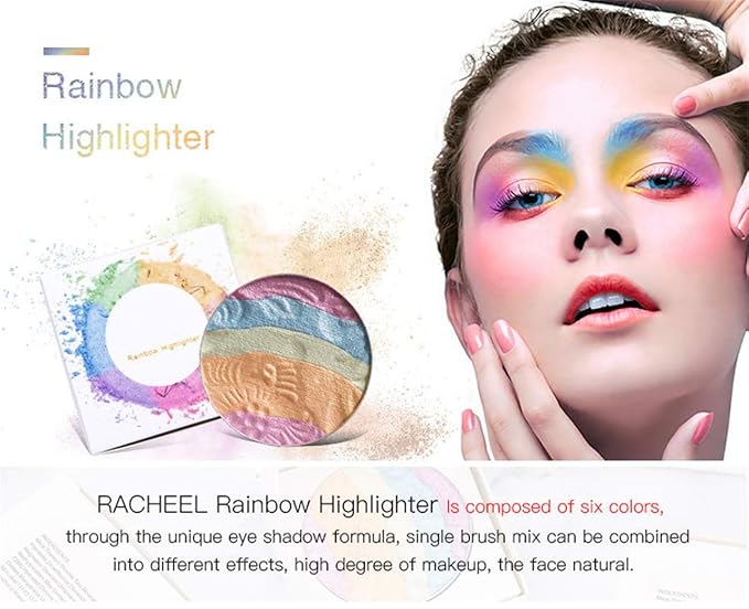 Pro 6 Colors 3D Baked Rainbow Highlighter Eyeshadow