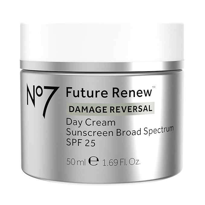 No7 Future Renew Damage Reversal Day Cream SPF 25 - Anti Aging Face Cream with SPF for Visibly Damaged Skin - Protects, Moisturizes & Reverses Dryness - Suitable for All Skin Types (1.69 Fl Oz)