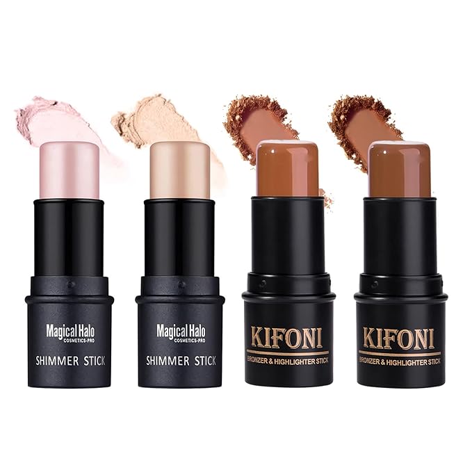 4 Pcs Cream Contour Foundation Stick, Highlighter & Stick,