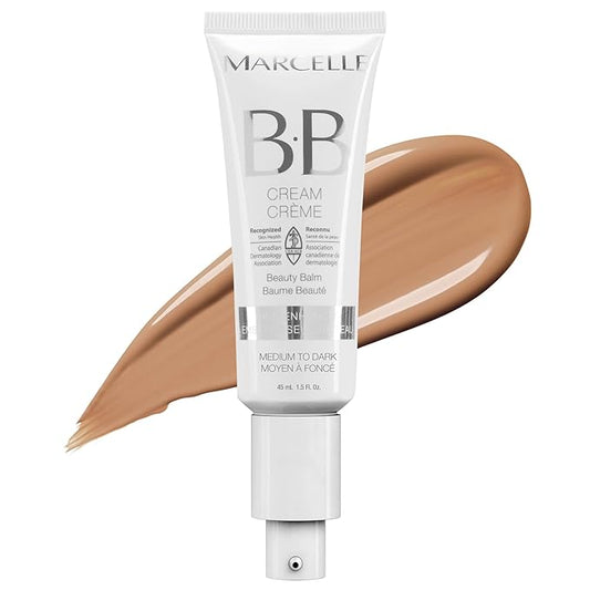 Marcelle BB Cream Beauty Balm, Medium-Dark Tint, Lightweight Hydration, Hypoallergenic, 45 mL