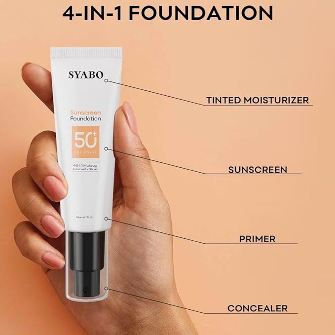 Tinted Face Sunscreen, SPF 50 Sunscreen for Face, Hydrating Sun Essence, Concealer Sunscreen, Lightweight Travel Size Against UVA and UVB Sun Protection, Buff 50ml / 1.7oz